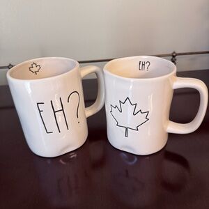 Rae Dunn Canadian EH? Maple Leaf Limited Edition 2017 Artisan Mug Set Canada